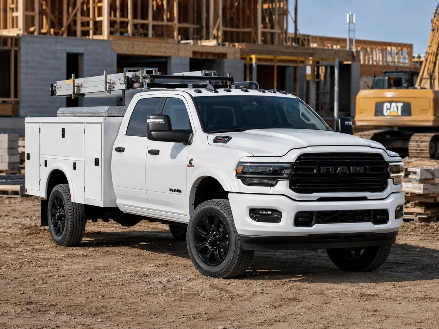White service body at construction site
